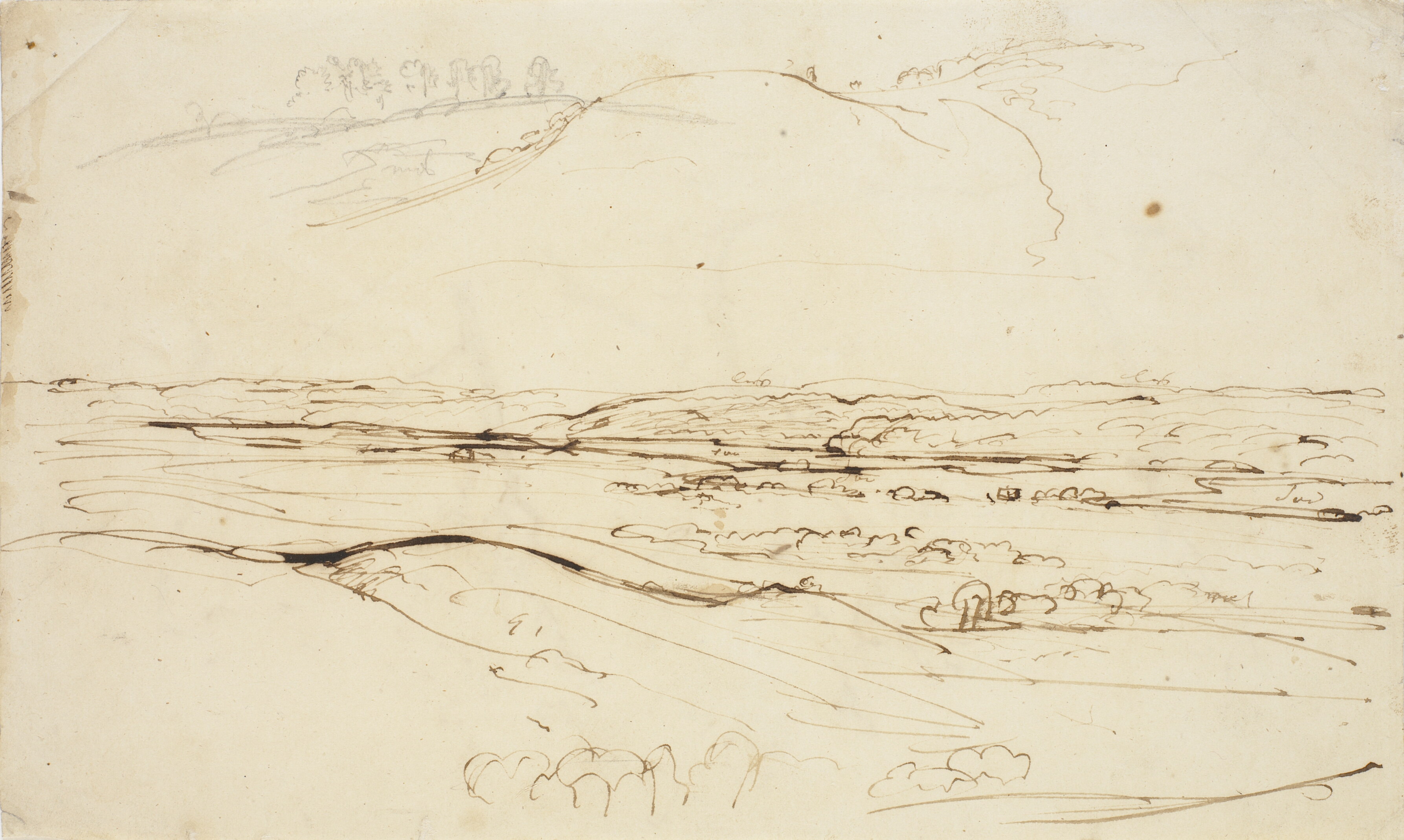 Bakkelandskab med enkeltstående småtræer